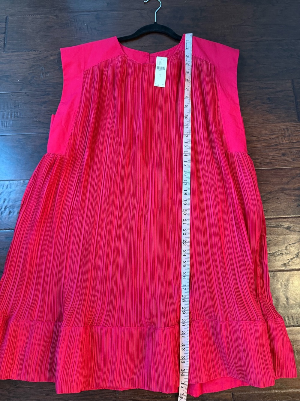 NWT By Anthropologie Cap Sleeve Plisse Fuchsia Mini Dress L - Picture 7 of 9